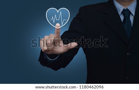 Heart beat pulse flat icon over gradient light blue background, Business transportation service concept
