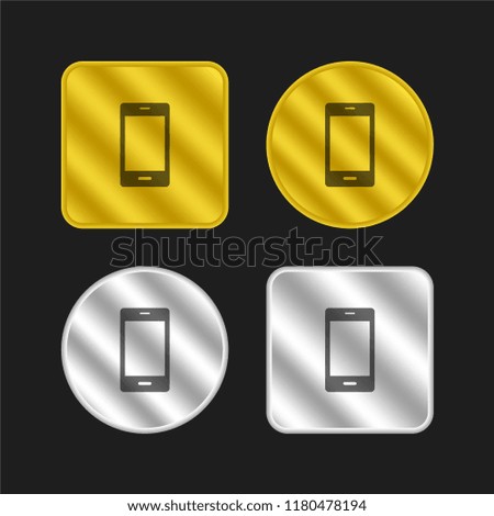 Mobile phone design gold and silver metallic coin logo icon design