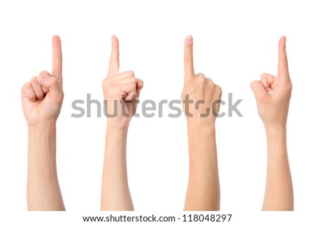 Hand finger pointing isolated on white background Royalty-Free Stock Photo #118048297