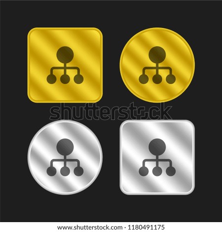 Diagram gold and silver metallic coin logo icon design