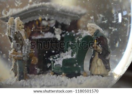Scrooge and Marley in Snow Globe Christmas Fantasy