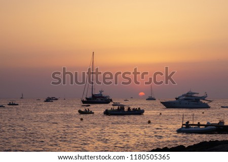 sunset in the sea. ibiza