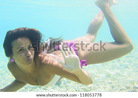 Underwater woman in the sea