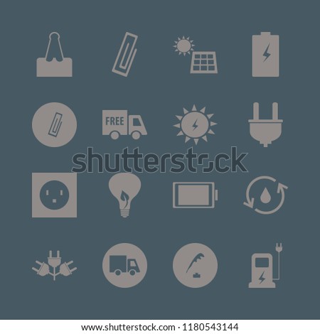 supply icon. supply vector icons set battery, hydraulic energy, solar panel and bulb leaf