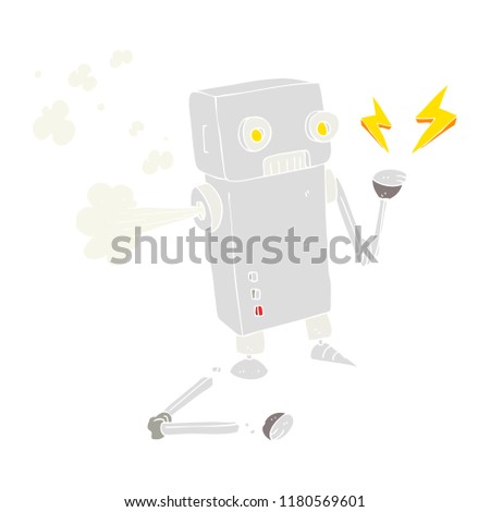 flat color illustration of broken robot