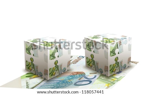 Concept of cubes made  from euro banknotes