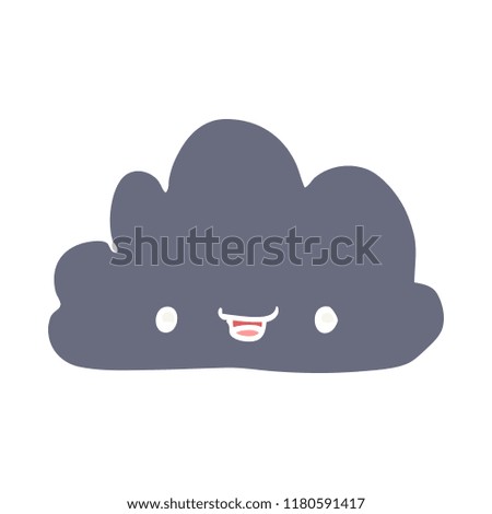 happy flat color style cartoon cloud
