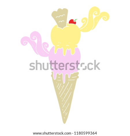 flat color illustration of ice cream cone