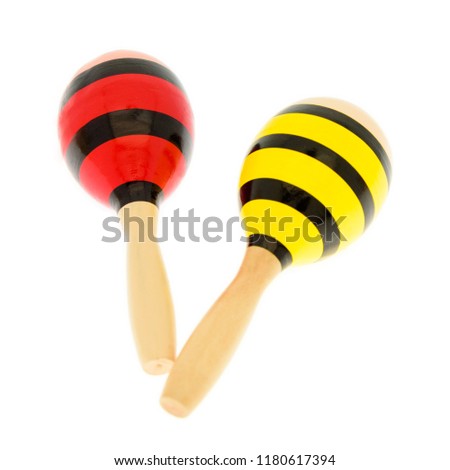 Two colorful maracas isolated on a white background