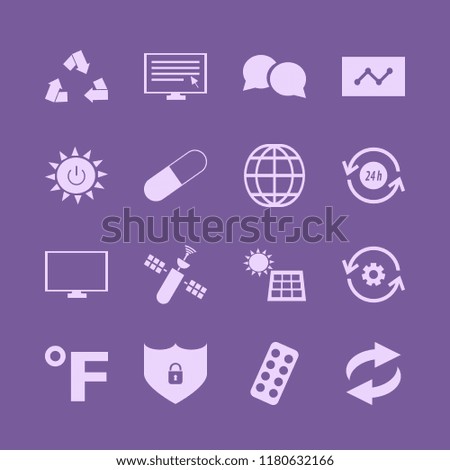 global icon. global vector icons set solar panel, computer cursor, blister pack and globe