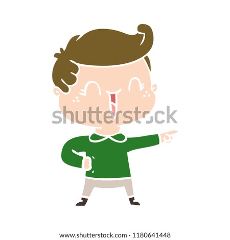 flat color style cartoon laughing boy pointing