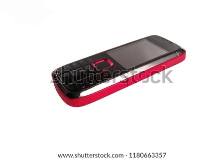 Mobile phone with buttons on white background