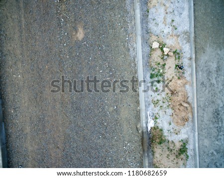 road of small gravel,  view from above