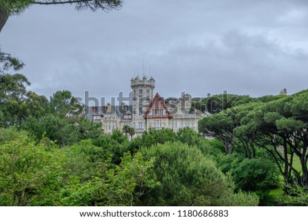 Scenic view of royal family country house in ancient spanish town Santander