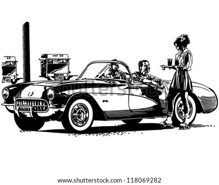 Drive In Burgers - Retro Clipart Illustration