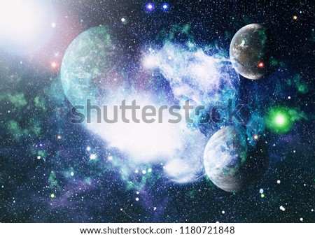 Nebula and galaxies in space.Planet and Galaxy - Elements of this Image Furnished by NASA ,