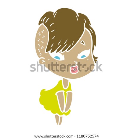 flat color style cartoon surprised girl