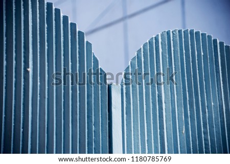 Stylish blueish metallic parts of an entrance door of a house unique photo