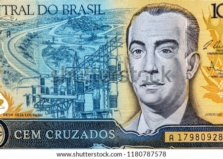 President Juscelino Kubitschek Portrait from Brazil Banknotes. 