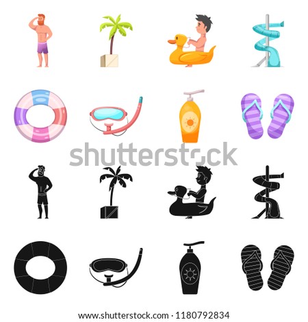 Vector design of pool and swimming symbol. Set of pool and activity vector icon for stock.
