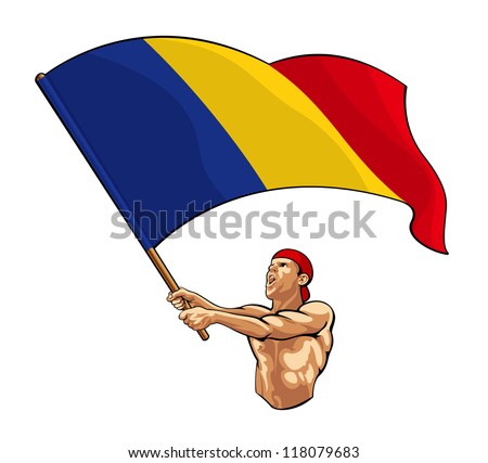 Romania Fan Waving Flag
