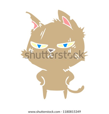 tough flat color style cartoon cat