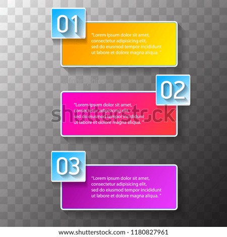 vector color modern progress paper banners set with three options or steps can be used for business infographics, numbered banners , graphic or website layout isolated on transparent background