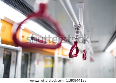 Closeup subway safety handle
