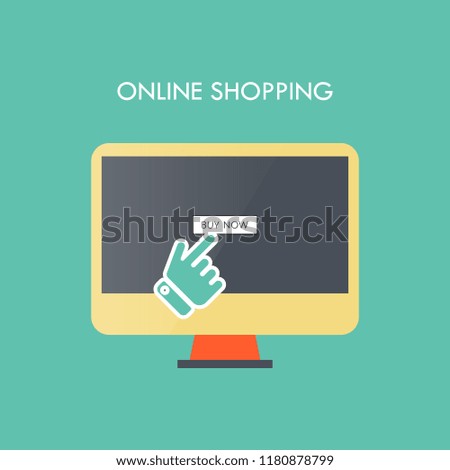 Online shopping concept, mobile and digital marketing. Set of flat design element, vector illustration.