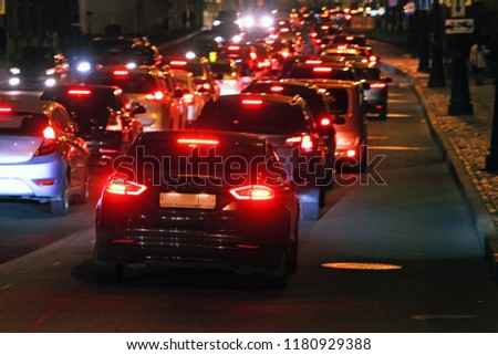 traffic jam on a night street