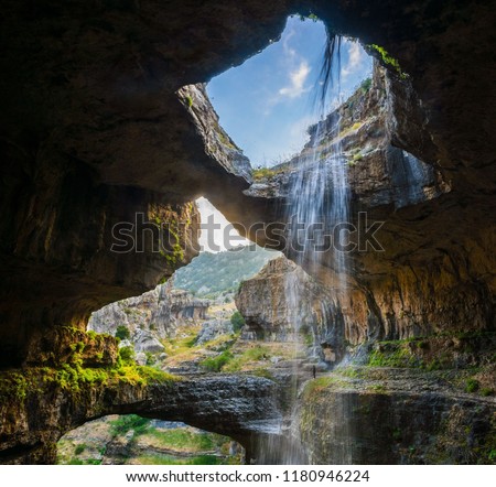 This cave waterfall is in lebanon it is the best place i visited ever, any picture that you take will look very cool