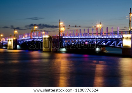 White nights in Saint Petersburg,The  Palace bridge at white nights. 