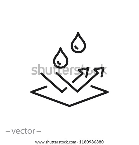 water repellent surface icon, linear sign isolated on white background - editable vector illustration eps10