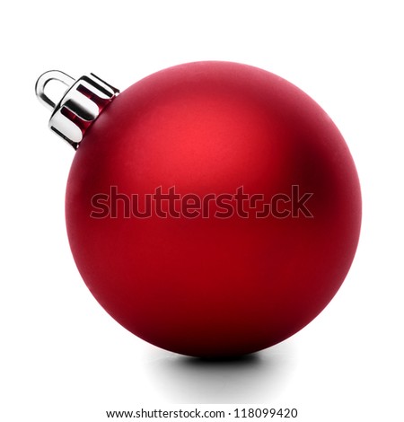 Red christmas ball isolated on white background Royalty-Free Stock Photo #118099420