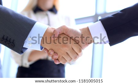 Business people shaking hands as a sign of agreement. Success concept