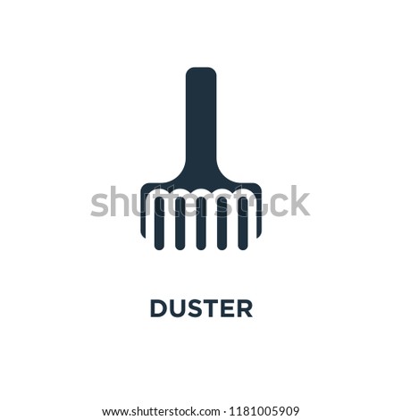 Duster icon. Black filled vector illustration. Duster symbol on white background. Can be used in web and mobile.
