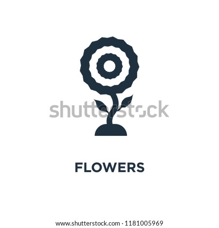 Flowers icon. Black filled vector illustration. Flowers symbol on white background. Can be used in web and mobile.