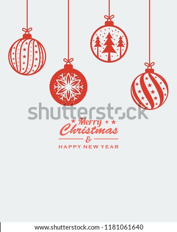 christmas ornament hanging red isolated background vector illustration