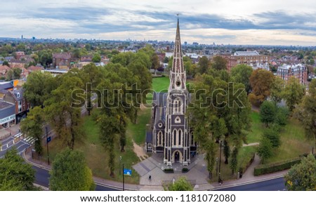 Aerial view of Christ Church Turnham Green,  London