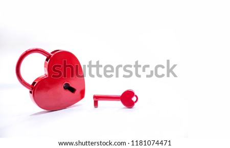 Lock and key. Love concept for Valentine and Sweetest day on white background Royalty-Free Stock Photo #1181074471