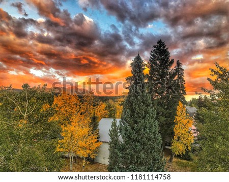 Sunset in Summit County, Colorado Royalty-Free Stock Photo #1181114758