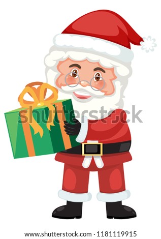 Santa holding a present  illustration