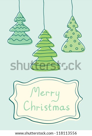 Illustration of Christmas tree in vintage style