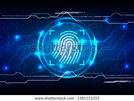 Abstract technology background. security concept. Fingerprint scanning on circuit board vector illustration.