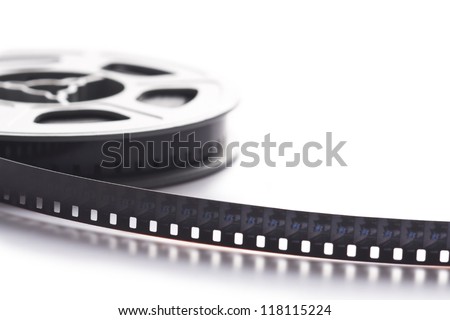 8mm film reel on white background