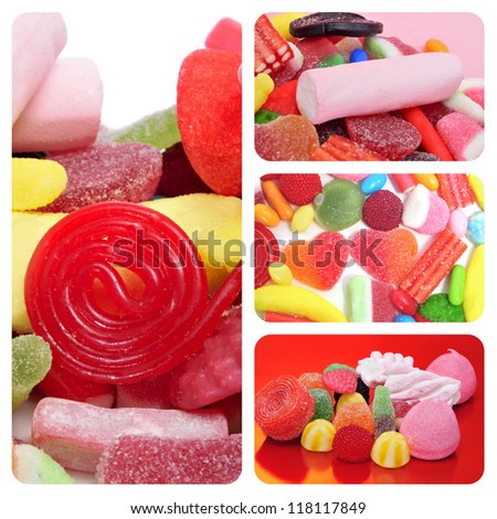 a collage of different pictures of candies