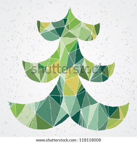 Christmas Tree Greeting Card ... Grunge abstract illustration of christmas tree in modernistic manner on gradient background