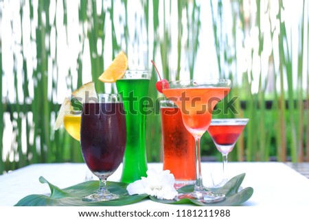 colorful summer cocktails and drinks background