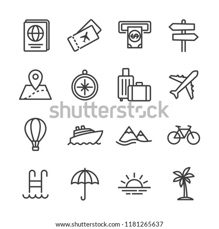 Tour and travel outline icon set vector illustration Royalty-Free Stock Photo #1181265637