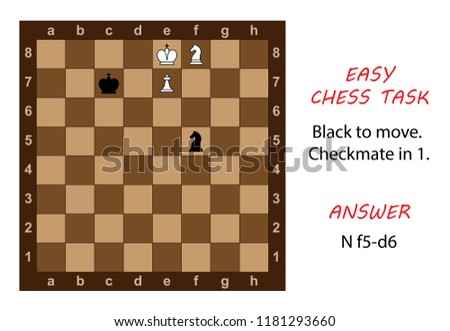 Chess game. Task for beginners. Checkmate in 1 move. 